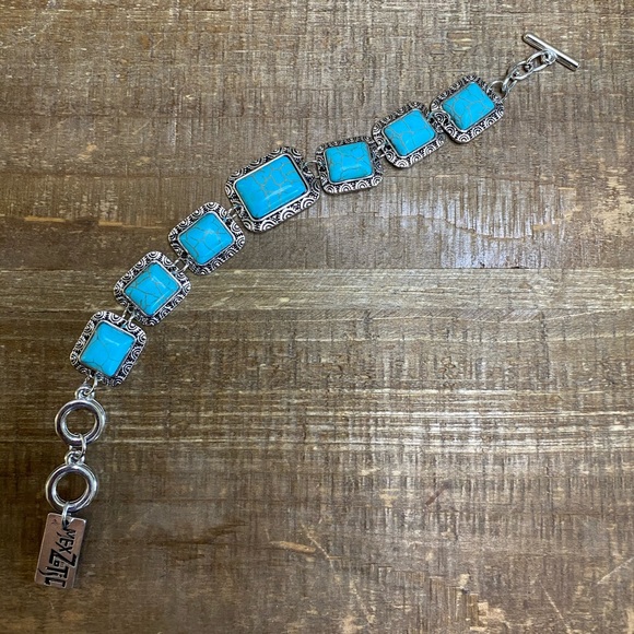 New MexZotic Blue Howlite Antique Square Bracelet - Picture 2 of 9